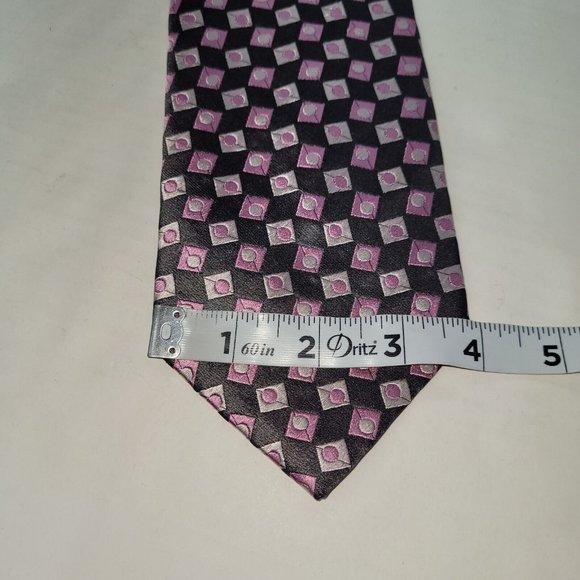 Seta Zone Necktie Men Silk Textured Geometric Print Handmade China - Picture 10 of 11